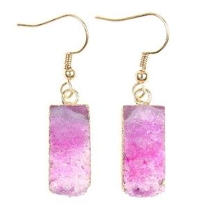 Pink Druzy Earrings
